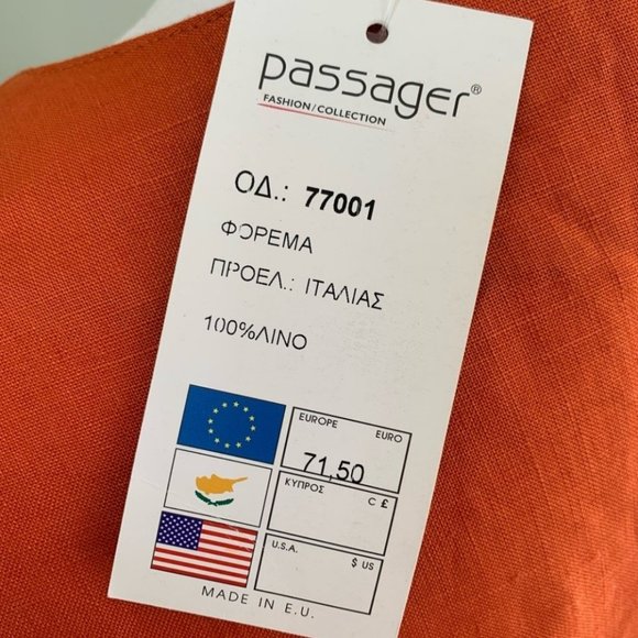 Passager Orange Sequined Embellished 100 Percent Linen Dress ~ NWT - Picture 12 of 12